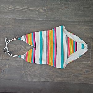 LOFT Green and White One Piece Swimsuit